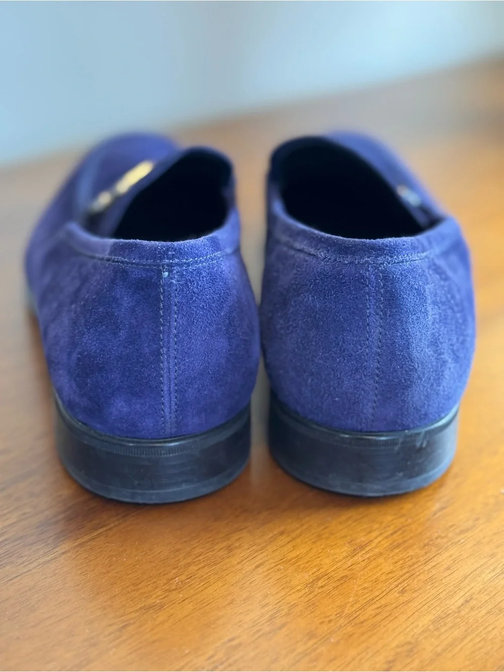 Salvatore Ferragamo Blue Suede Gancini Bit Loafers - Size 9 D
